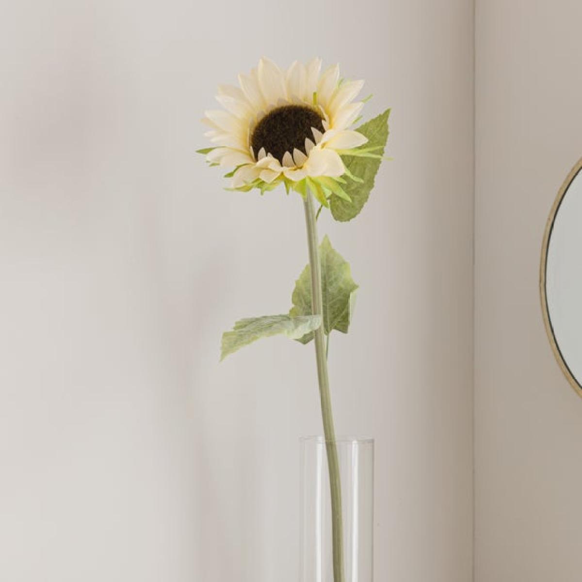 Artificial XL Cream Sunflower Stem – image 2