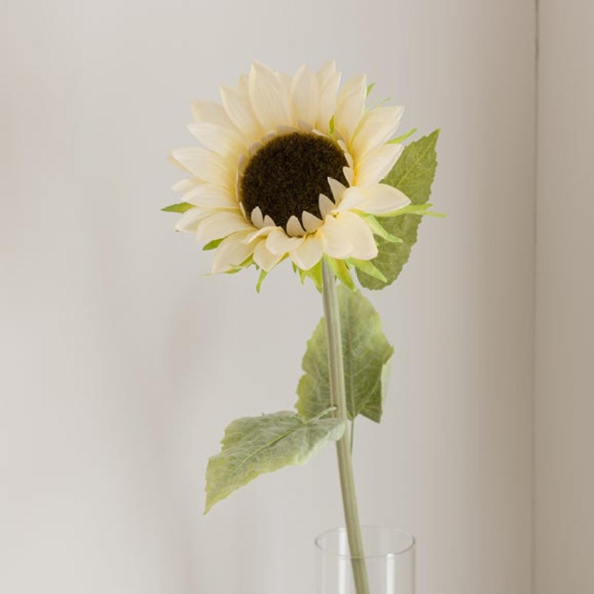 Artificial XL Cream Sunflower Stem – image 3