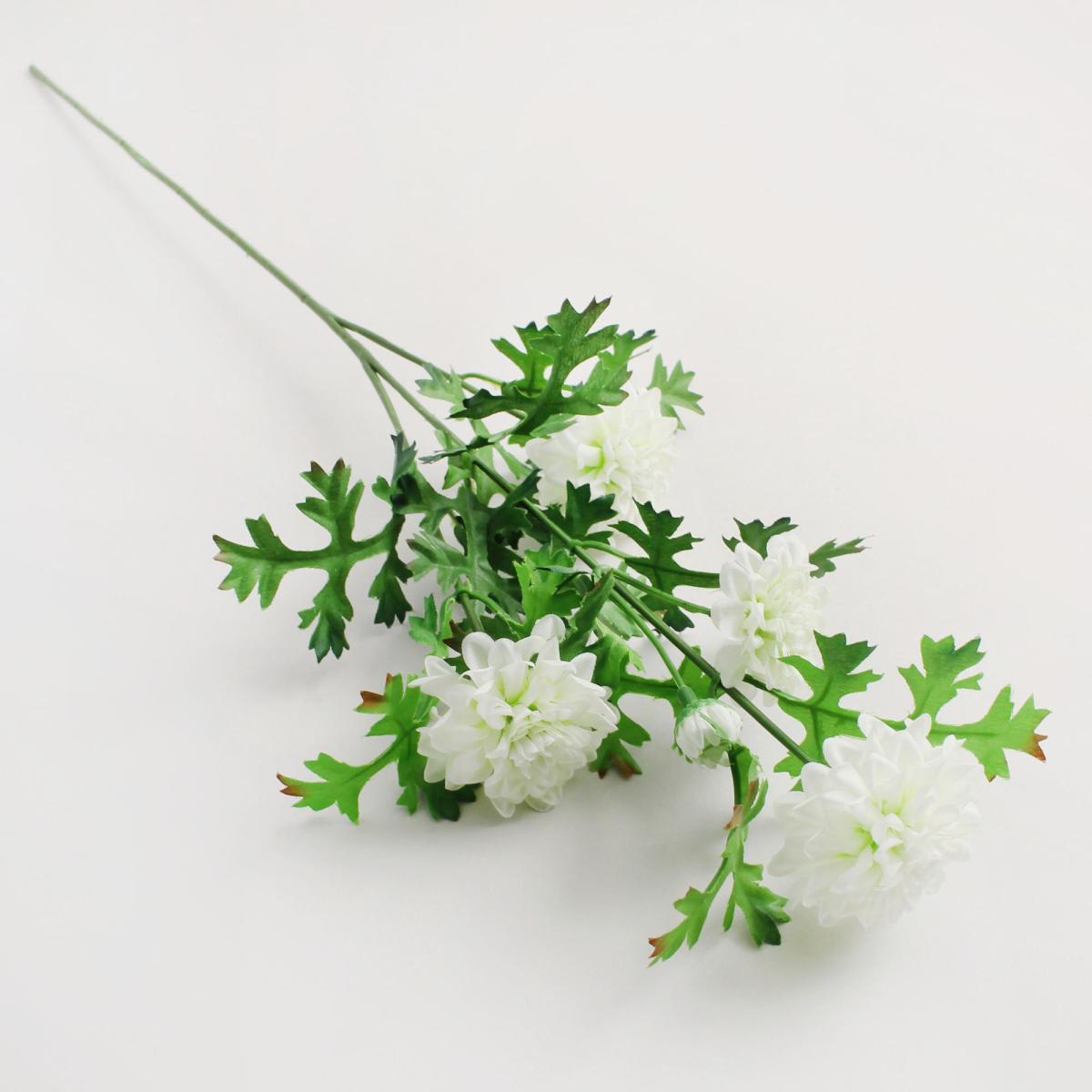 Pack of 12 Artificial Pom Button White Spray 54cm – image 2