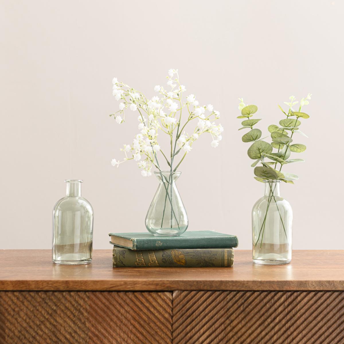 Set of 3 Vases with Eucalyptus and Gypsophila Clear – image 2
