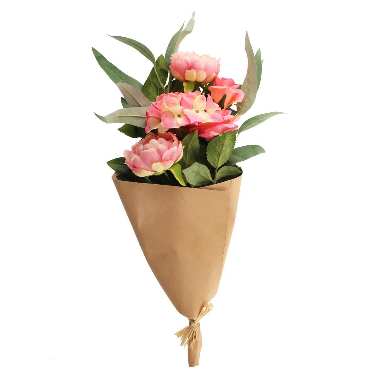 Florals Forever Pink Rose and Hydrangea Bouquet Pink – image 4