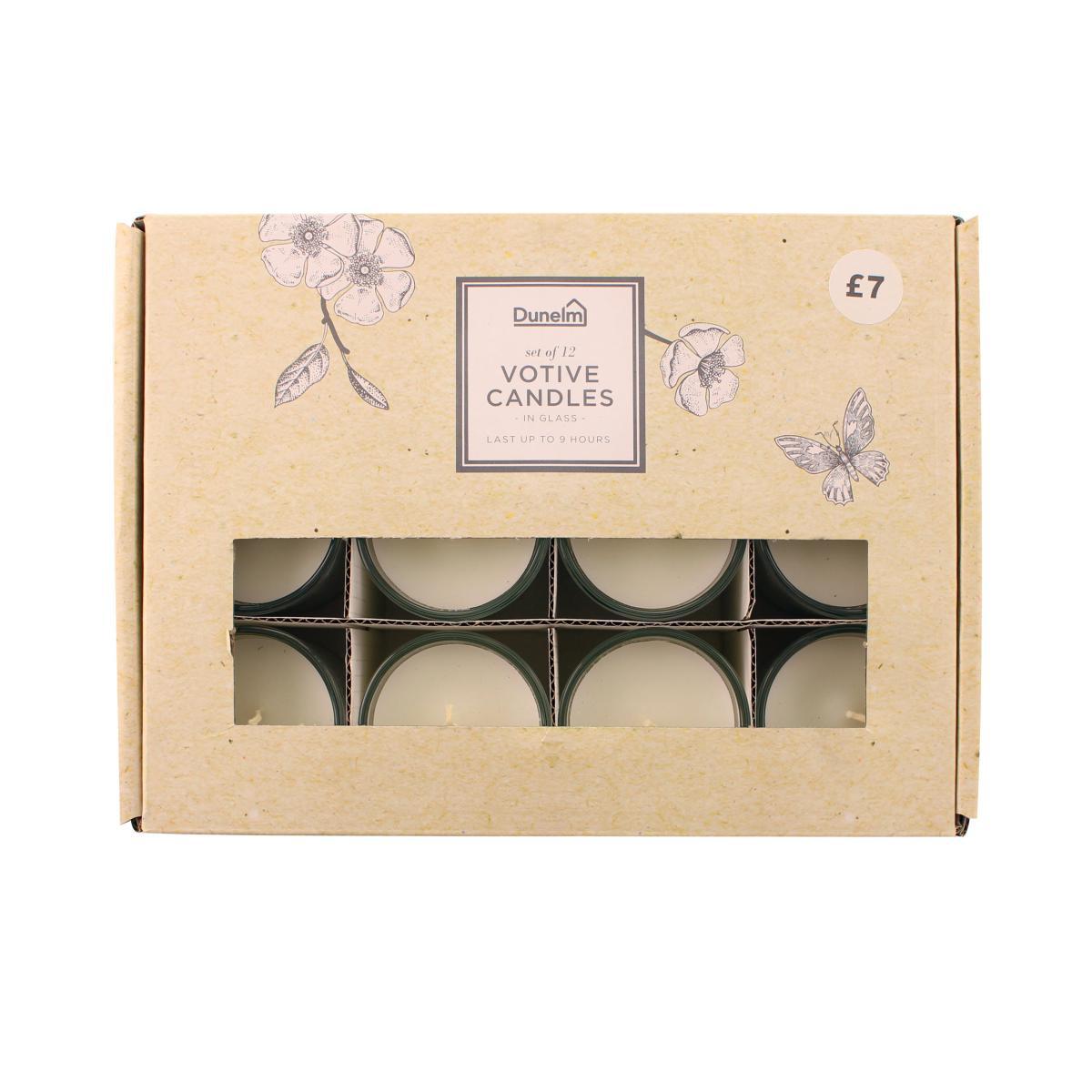 Pack of 12 White Votives in Glass White – image 3