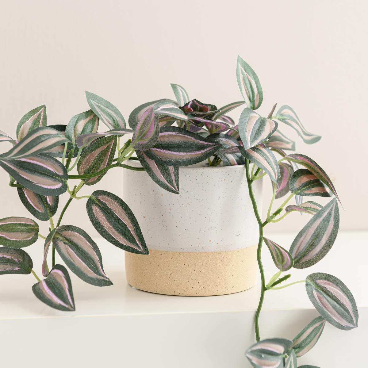 Artificial Trailing Tradescantia in Ceramic Pot Natural – image 2