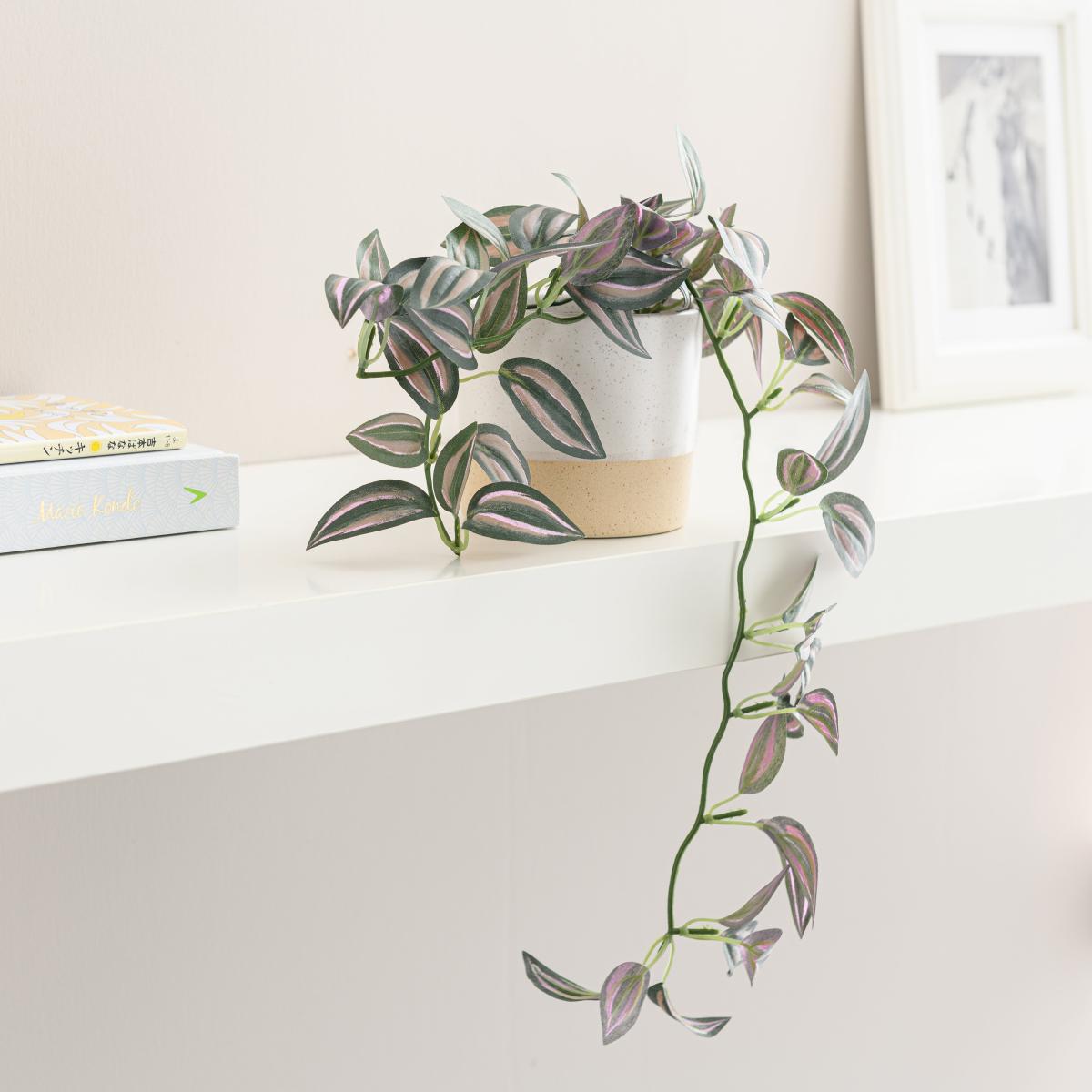 Artificial Trailing Tradescantia in Ceramic Pot Natural – image 1