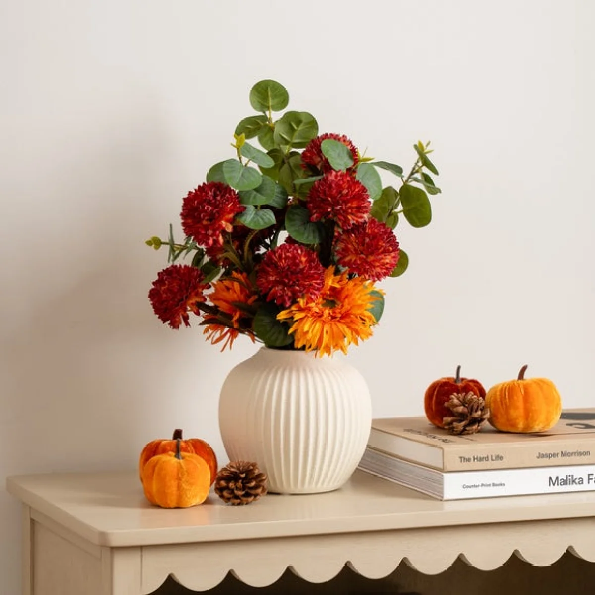 Chrysanthemum and Eucalyptus Arrangement – image 2