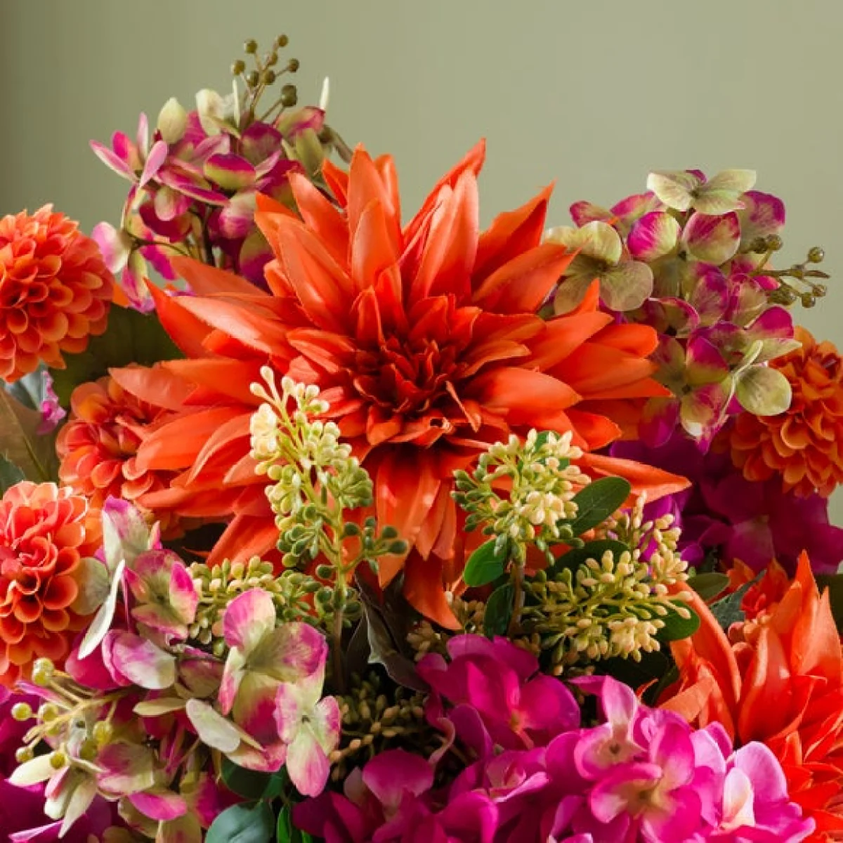 Artificial Amber Bright Hydrangea & Dahlia Bouquet – image 2