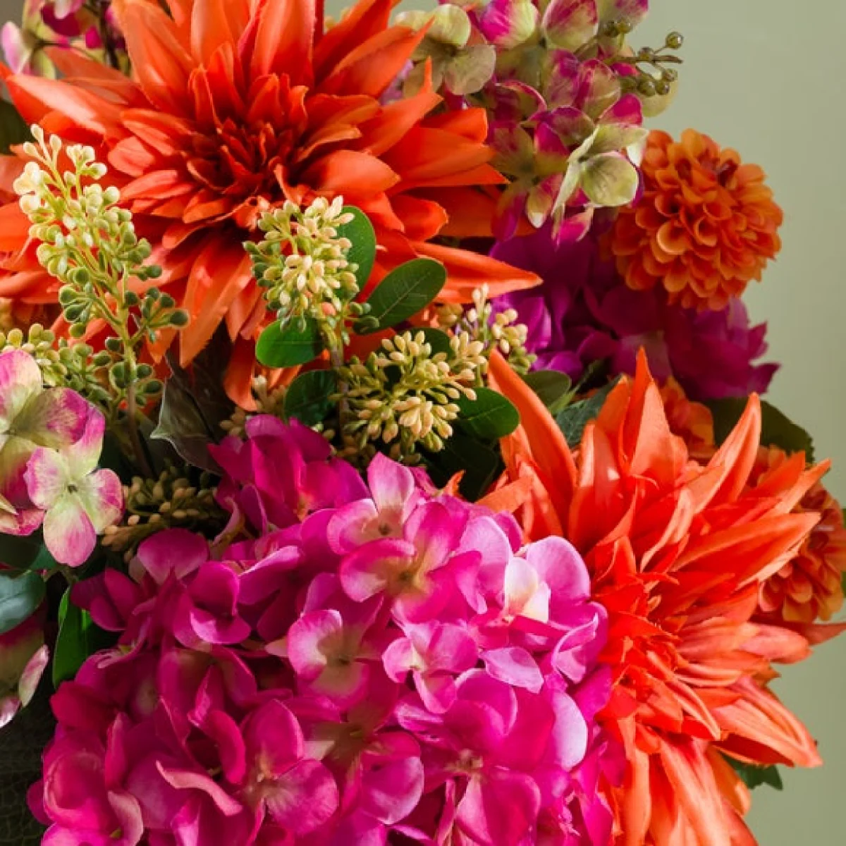 Artificial Amber Bright Hydrangea & Dahlia Bouquet – image 3