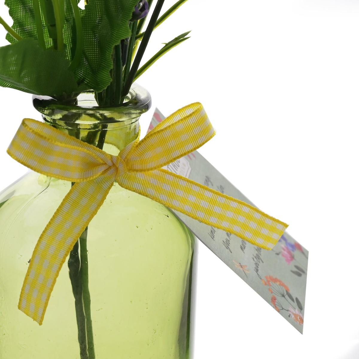 The Cottage Garden Artificial Bouquet in Green Glass Vase – image 2
