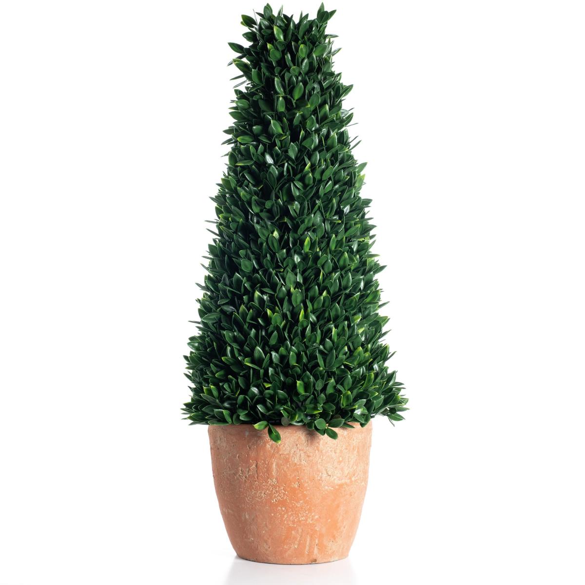 Artificial Cone Topiary in Terracotta Pot Green – image 3