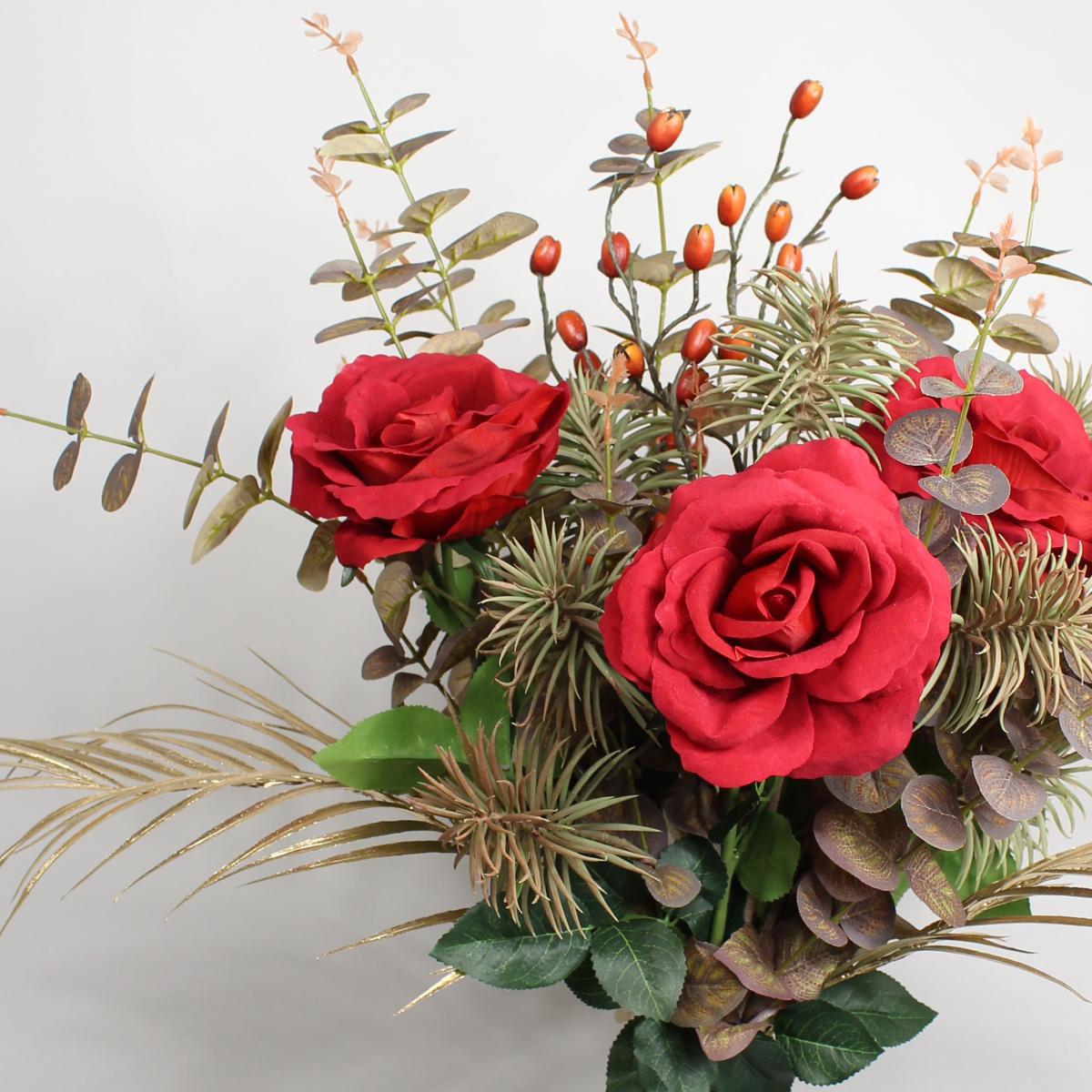 Velvet Rose and Eucalyptus Bouquet Red – image 4