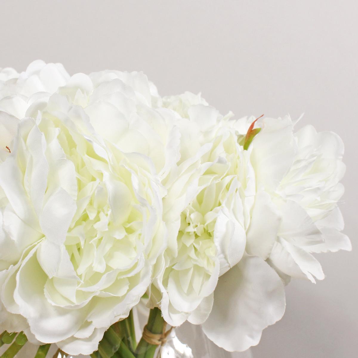 Pack of 12 Artificial White Peony Bundle 28cm White – image 2
