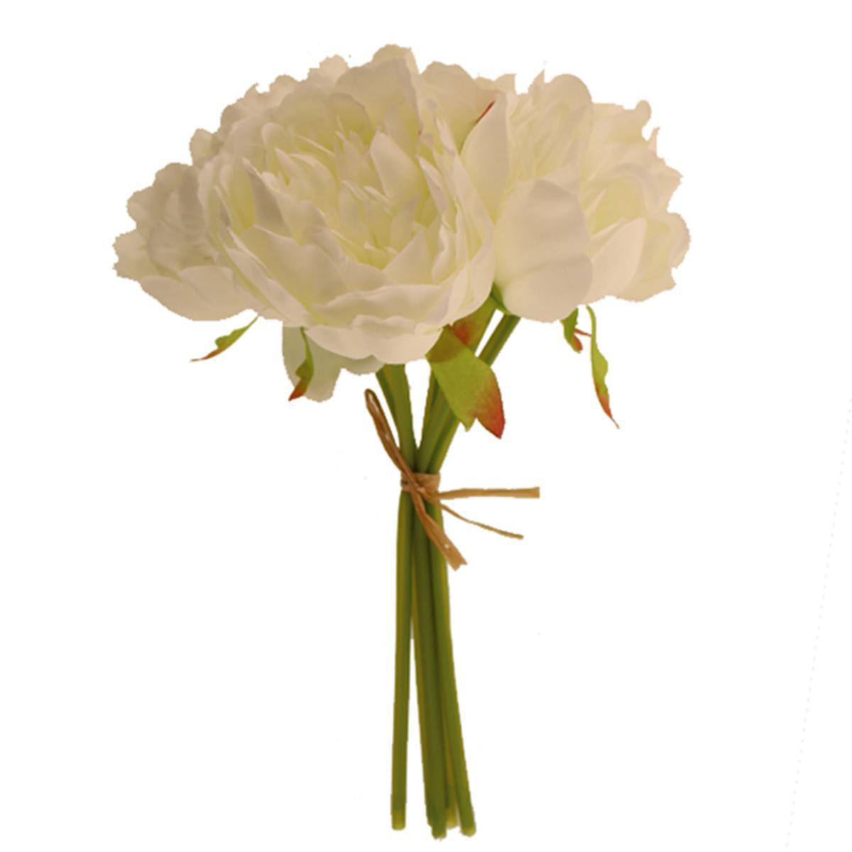 Pack of 12 Artificial White Peony Bundle 28cm White – image 3