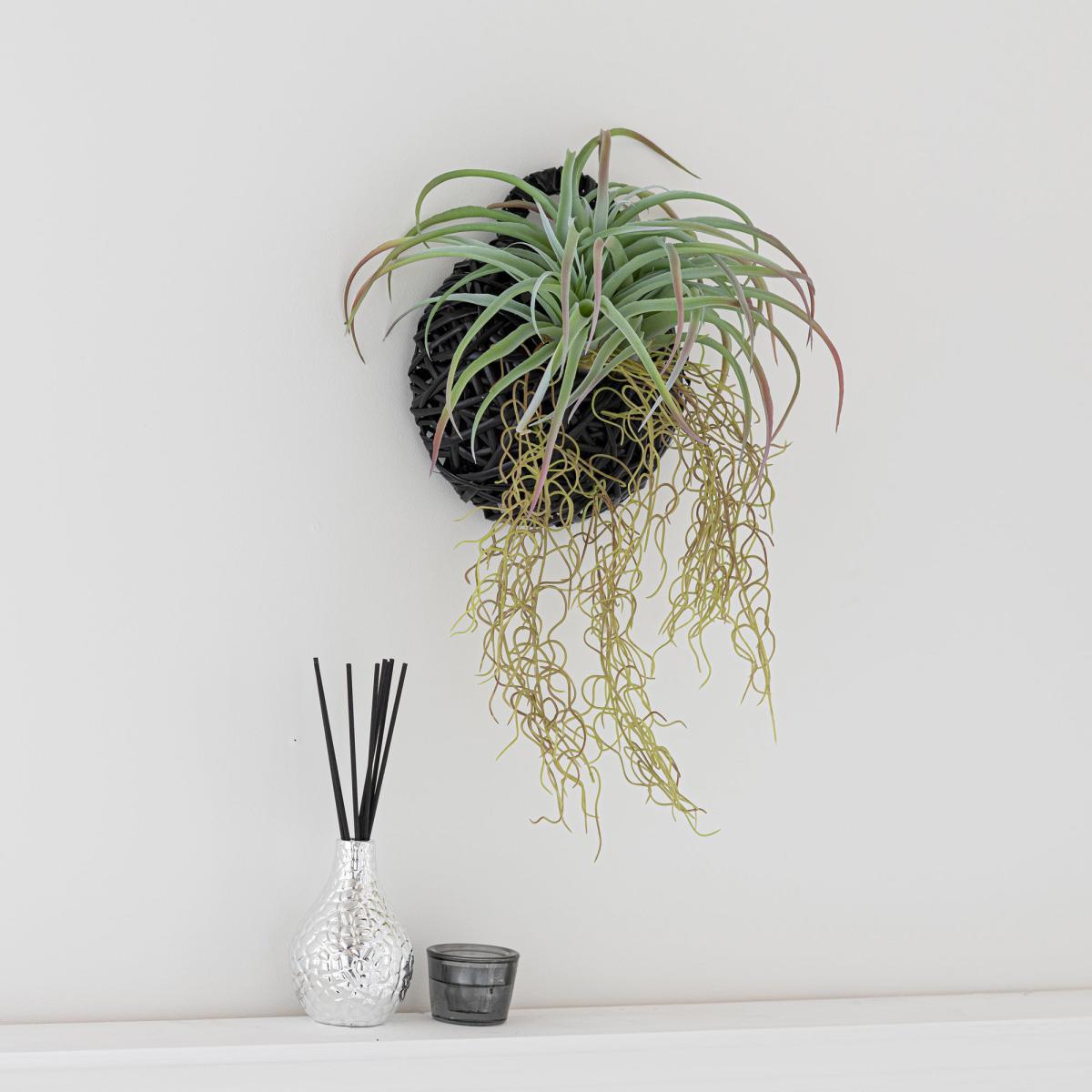 Hanging Grass in Black Basket Green – image 1