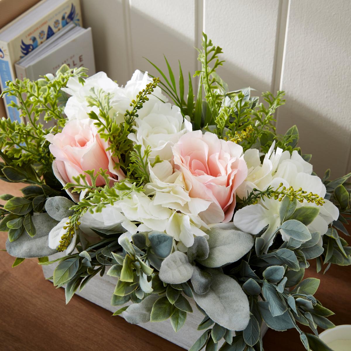 Artifical Florals in Wooden Pot MultiColoured – image 2