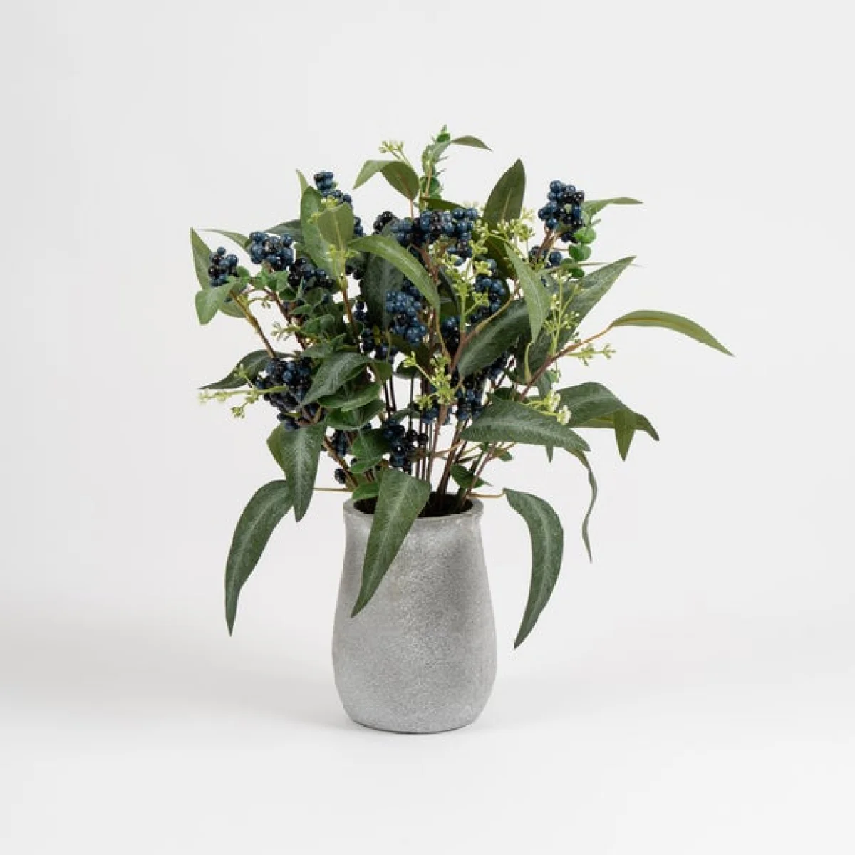 Eucalyptus and Berry Arrangement in Grey Ceramic Vase – image 2