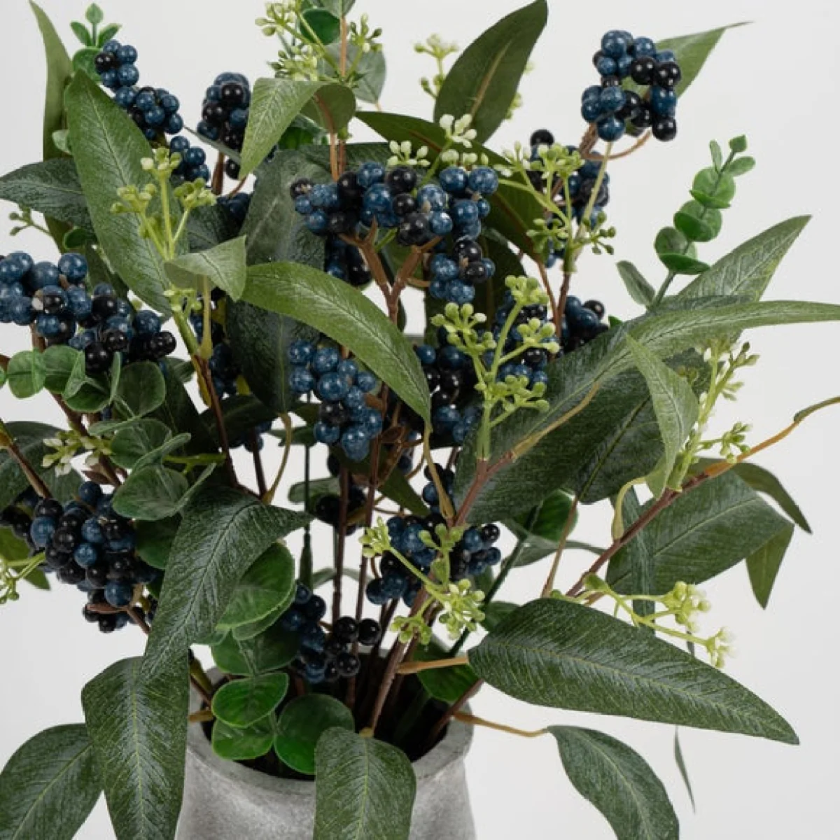Eucalyptus and Berry Arrangement in Grey Ceramic Vase – image 3