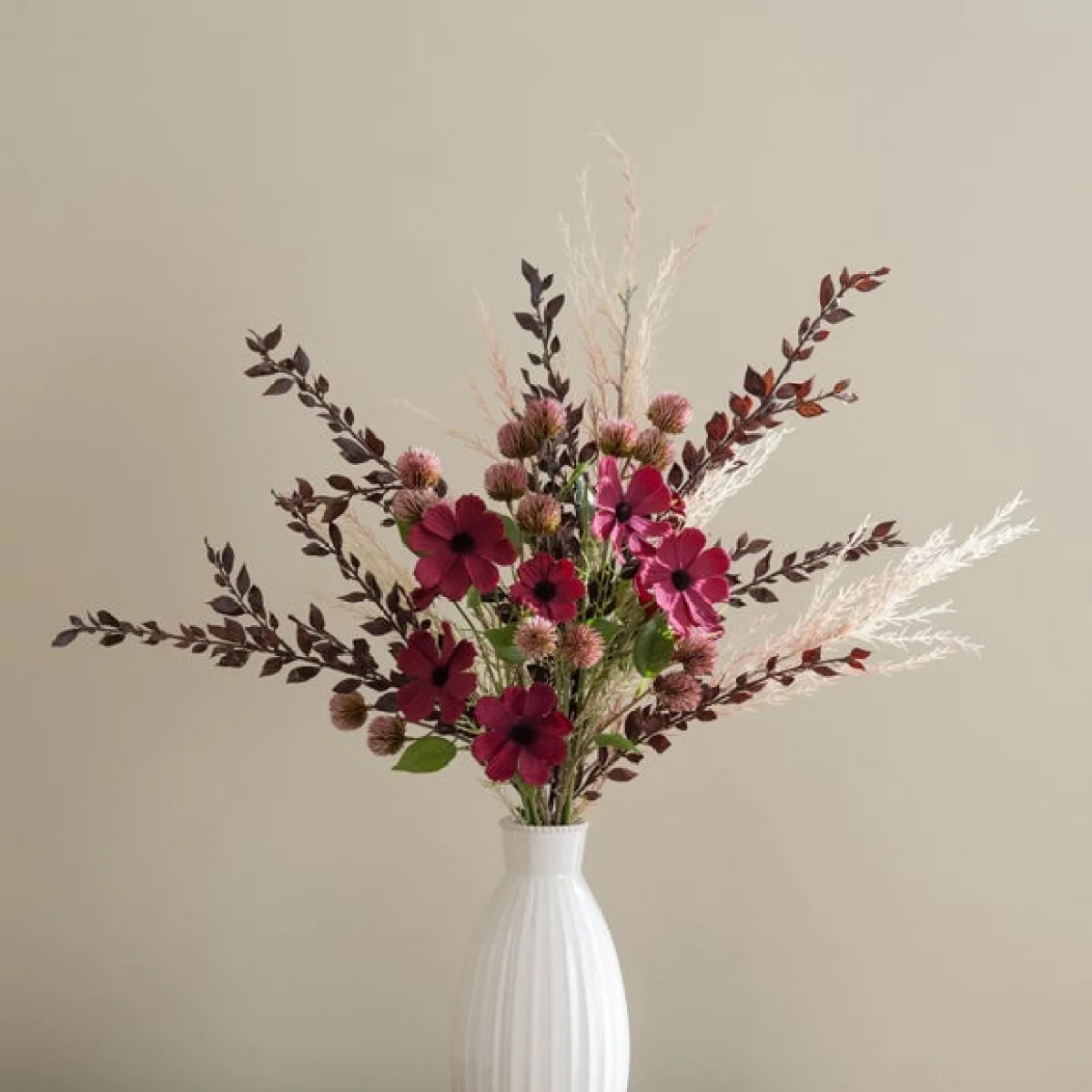 Artificial Burgundy Cosmos & Aster Autumn Bouquet – image 2