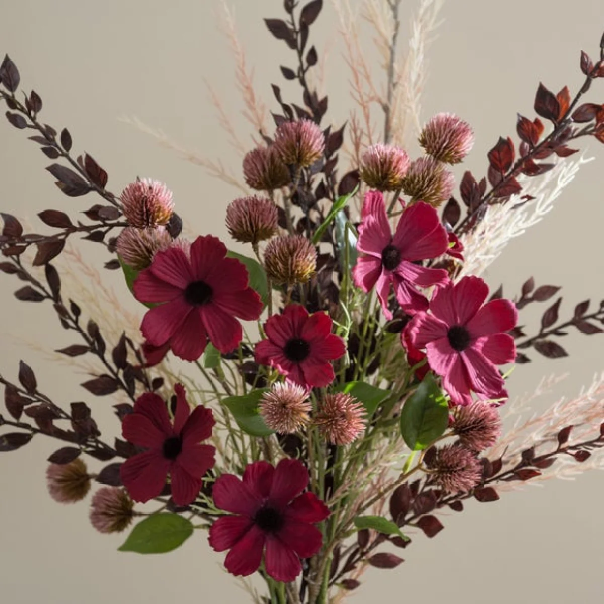 Artificial Burgundy Cosmos & Aster Autumn Bouquet – image 3