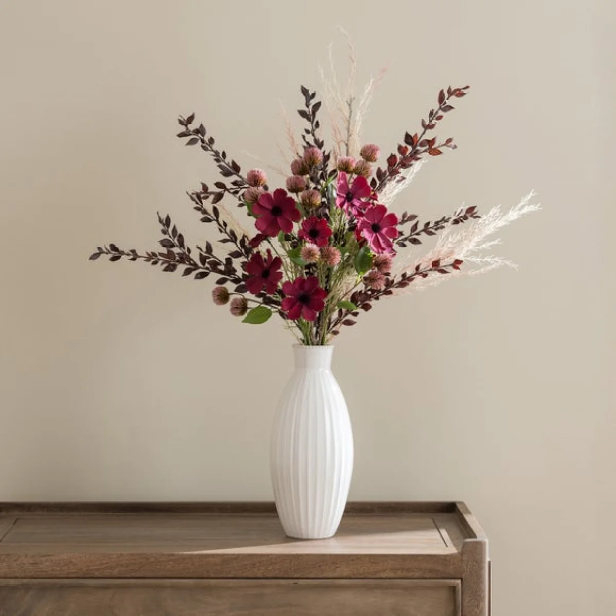 Artificial Burgundy Cosmos & Aster Autumn Bouquet – image 4