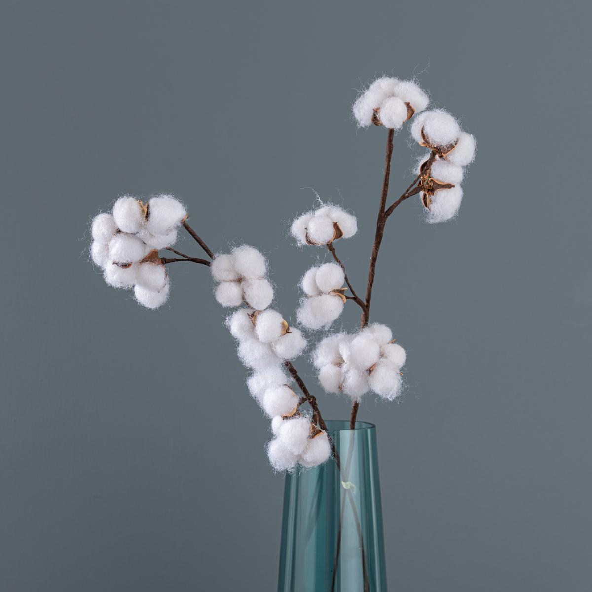 Set of 2 Artificial Cotton Ball Stems Natural – image 3