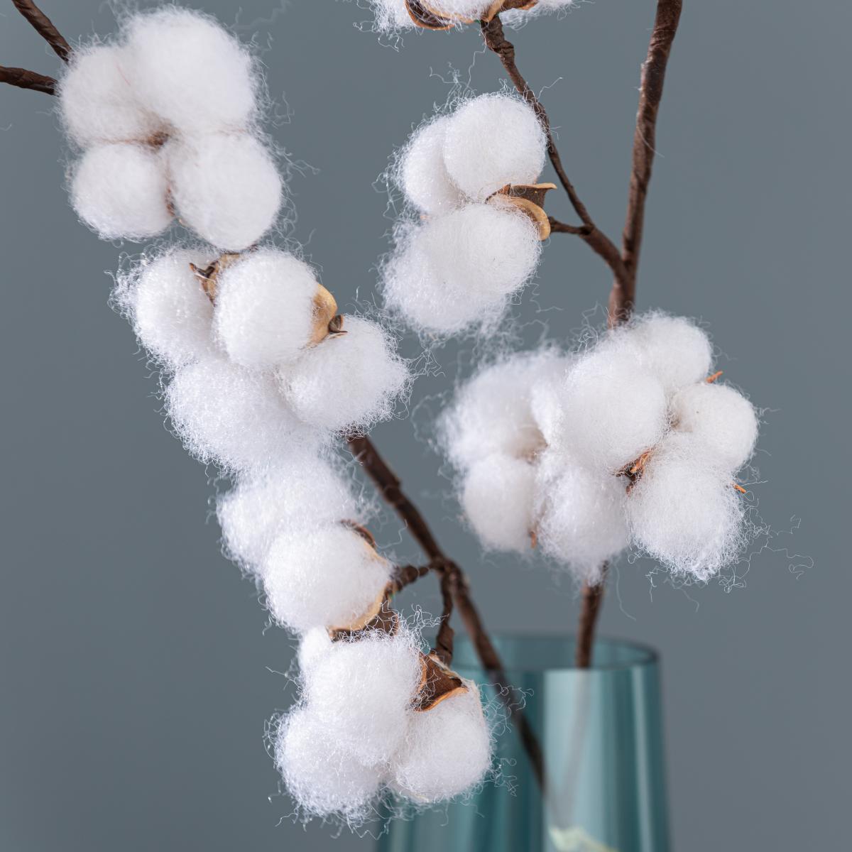 Set of 2 Artificial Cotton Ball Stems Natural – image 4