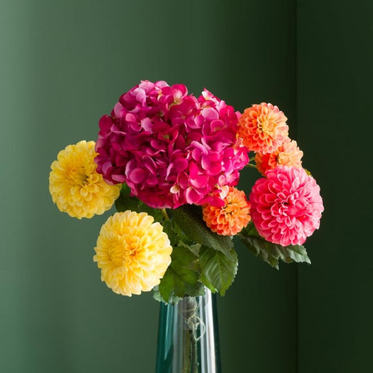 Artificial Pink Hydrangea & Ball Dahlia Bouquet – image 3