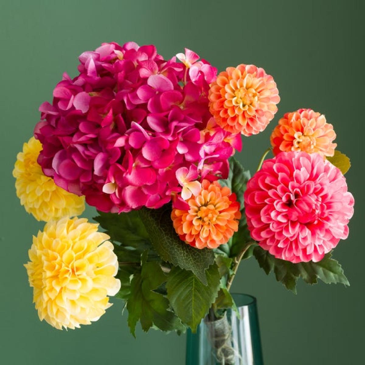 Artificial Pink Hydrangea & Ball Dahlia Bouquet – image 4