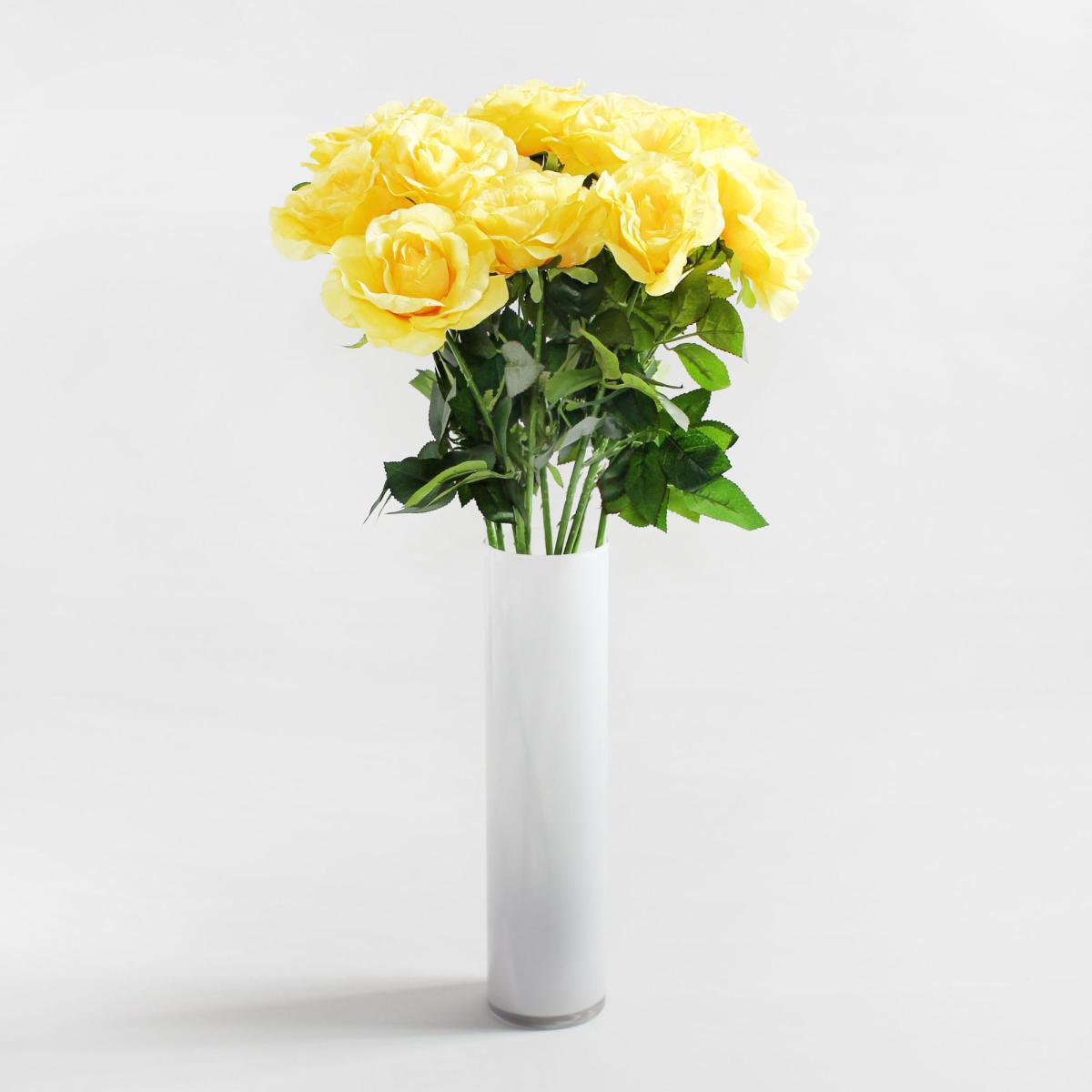 Pack of 12 Artificial Rose Yellow Spray 65cm Yellow – image 1