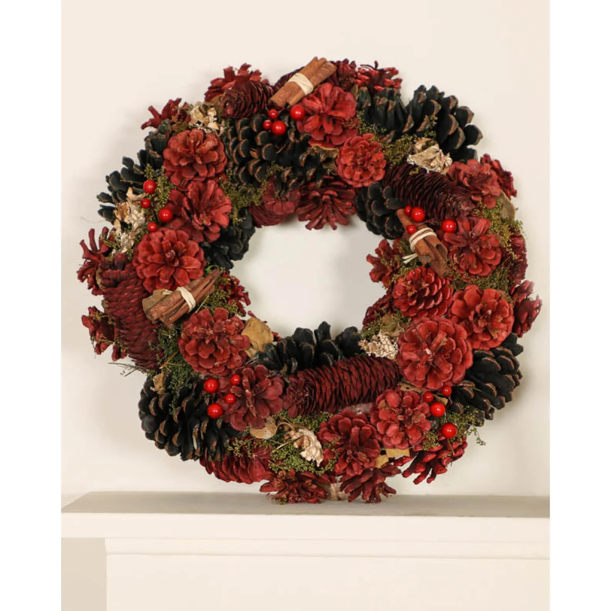 Indoor Cinnamon Pine Christmas Wreath 38cm – image 2