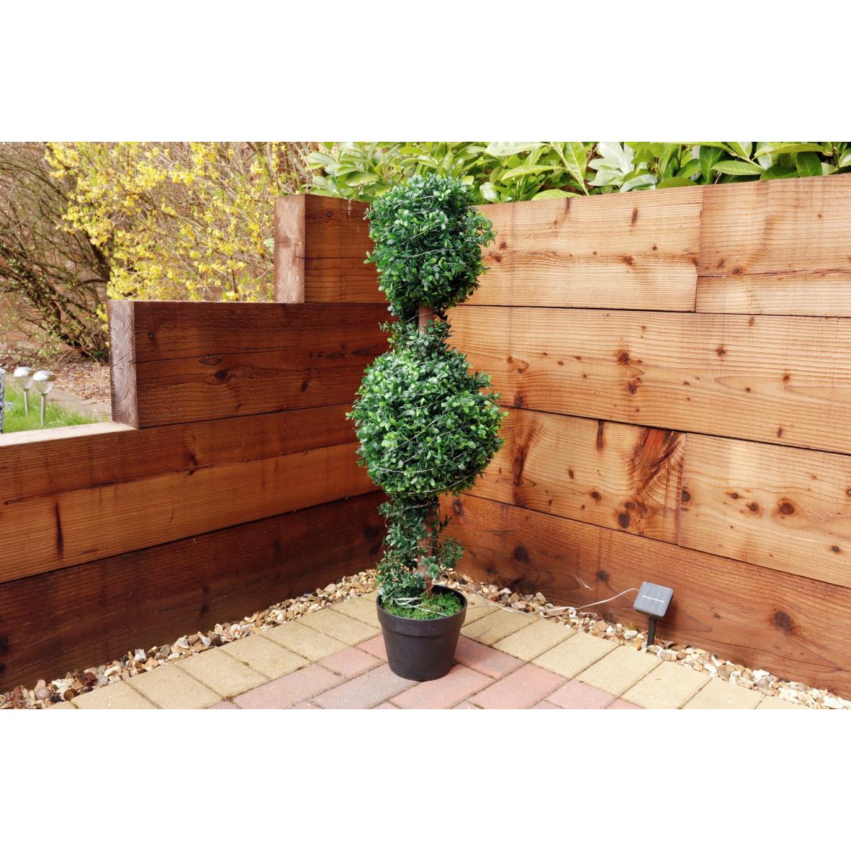 Gardenwize Solar Artificial Double Ball Bay Tree in Pot – image 2