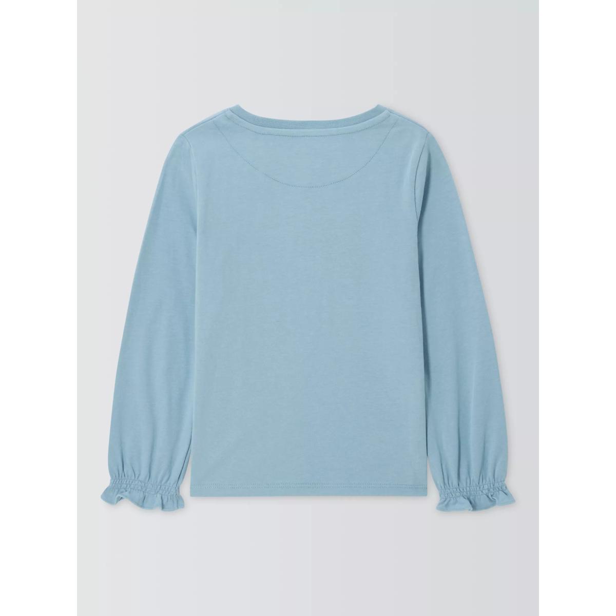 John Lewis Kids' Flowers Embellishment Top, Blue – image 2