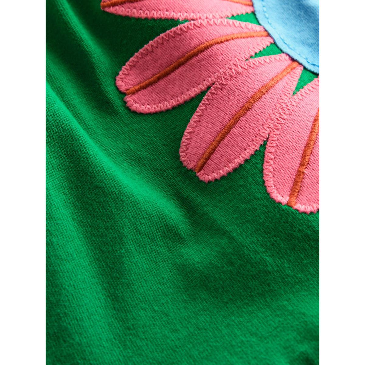 Mini Boden Kids' Enola Cotton Sleeveless Tiered Dress, Rich Emerald Flowers – image 3