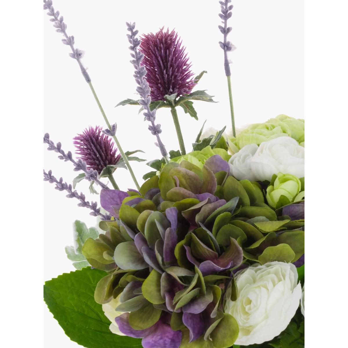 Floralsilk Artificial Hydrangea & Thistle in Vase, Purple – image 2