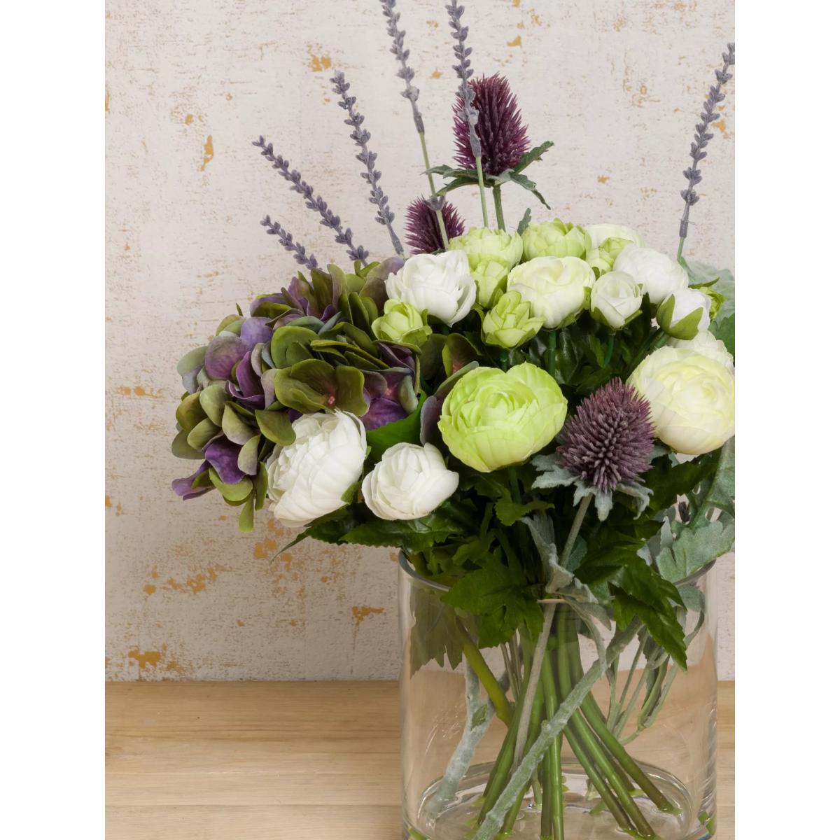 Floralsilk Artificial Hydrangea & Thistle in Vase, Purple – image 4