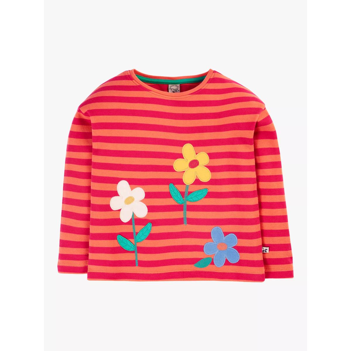 Frugi Kids' Tori Applique Top, Stripe/Flowers – image 2
