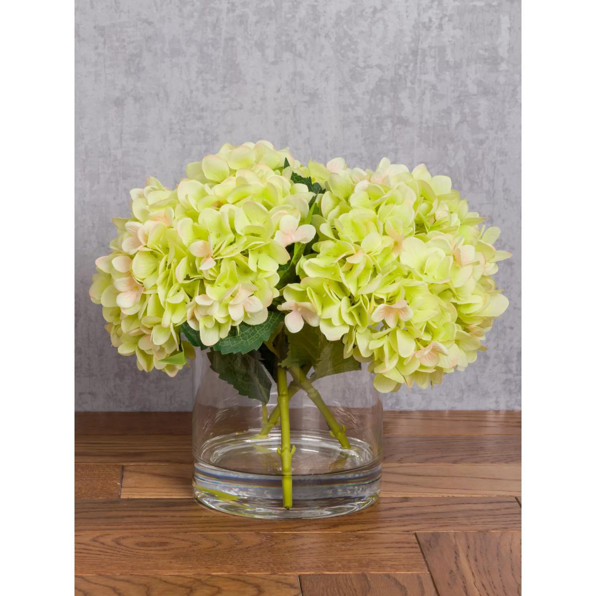 Floralsilk Artificial Hydrangea in Cylinder Vase, Green – image 3