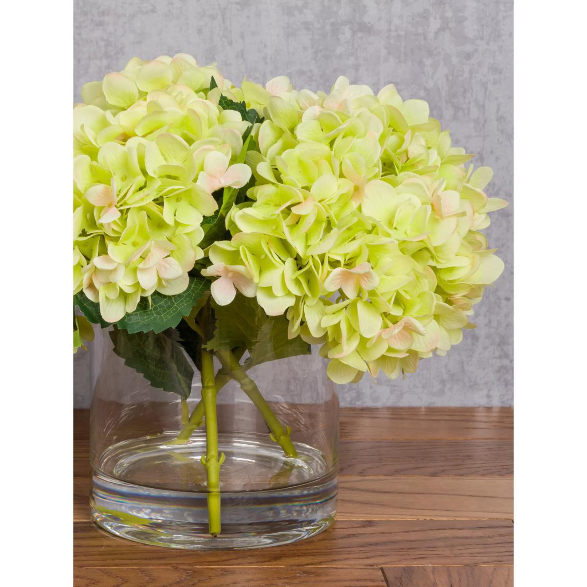 Floralsilk Artificial Hydrangea in Cylinder Vase, Green – image 4