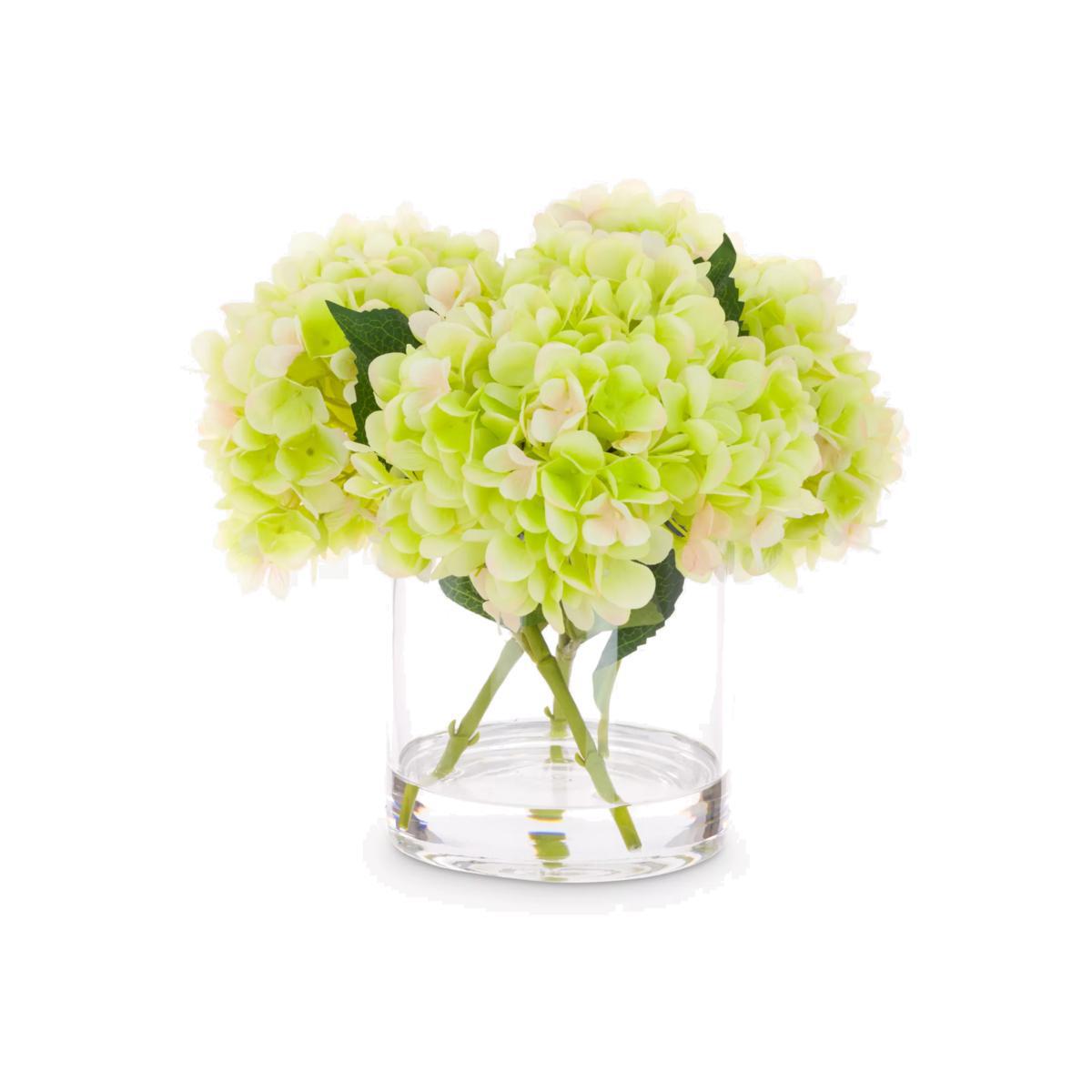 Floralsilk Artificial Hydrangea in Cylinder Vase, Green – image 1