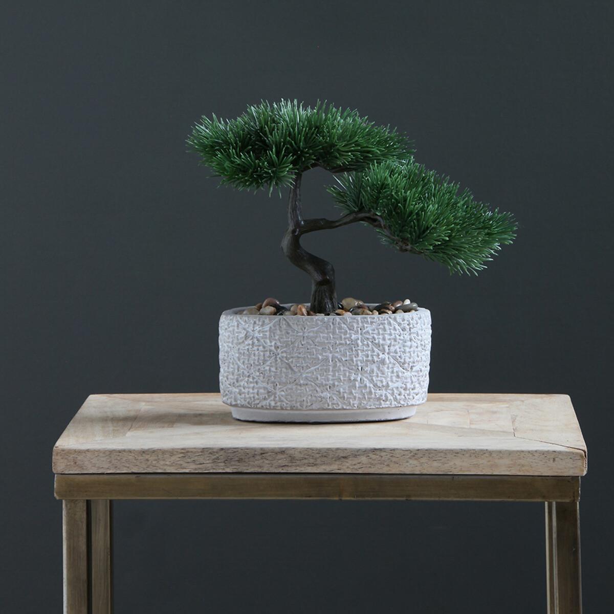 26cm Artificial Bonsai in Cement Pot – image 1
