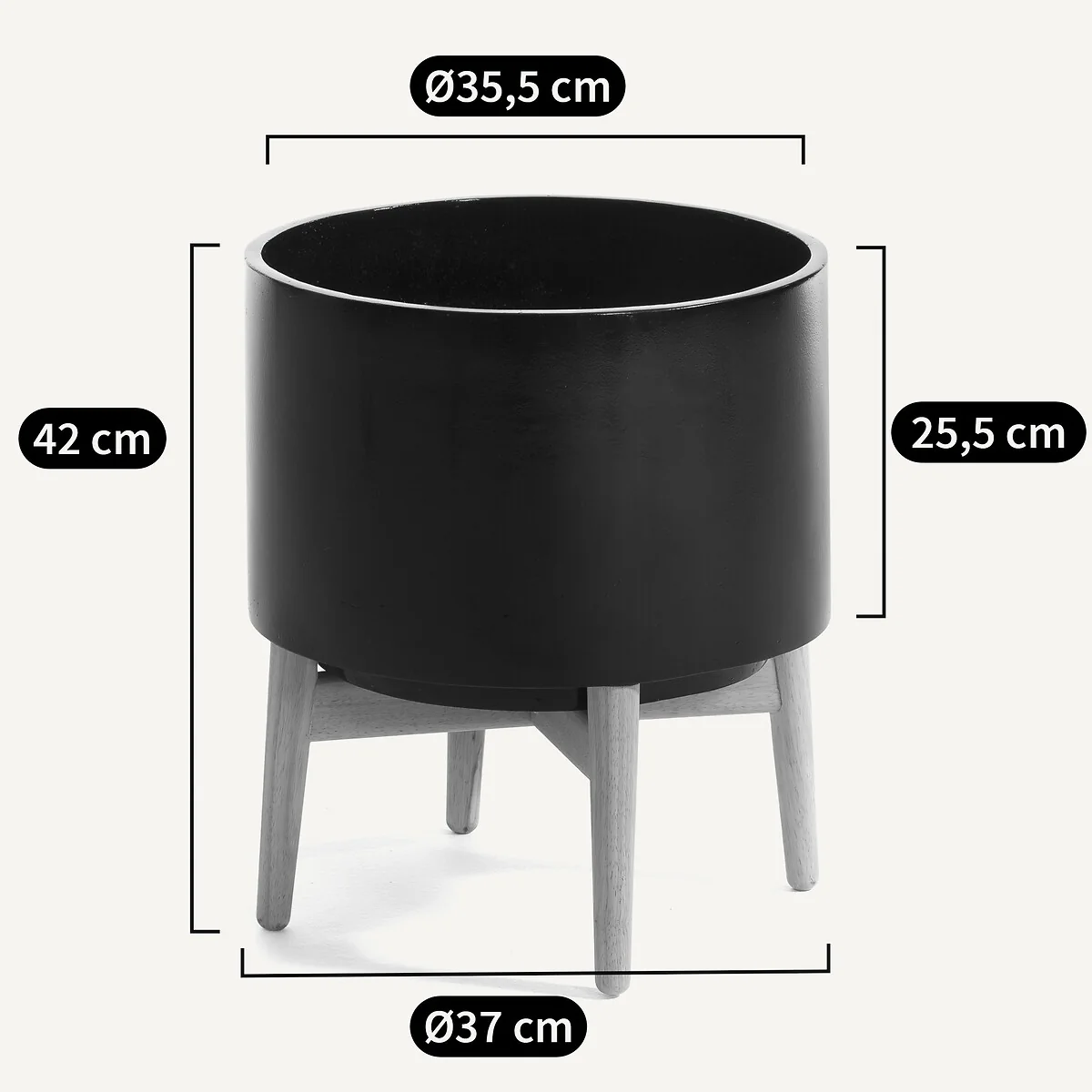 Florian Flower Pot with Wooden Feet, H42cm – image 4