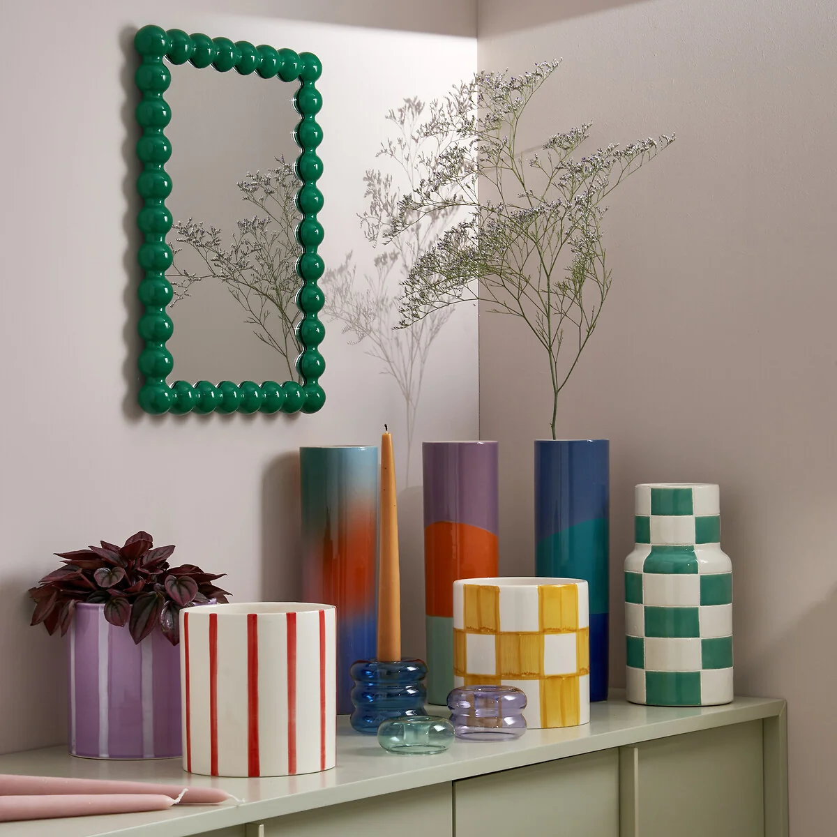 Ario 14cm Diameter Checked Ceramic Flower Pot – image 2