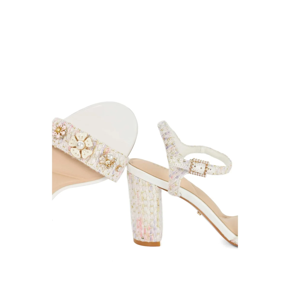 Dune London Flower Embellished Strappy Block Heel Sandals Multi – image 5