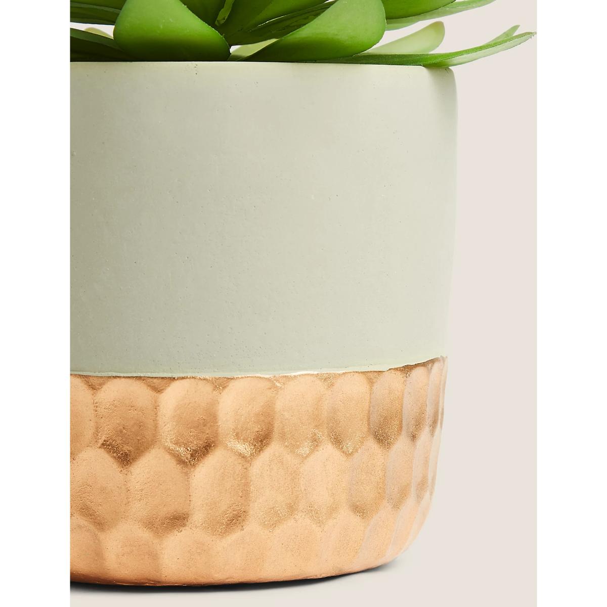 M&S Artificial Succulent in Metallic Base Pot - Green, Green – image 3