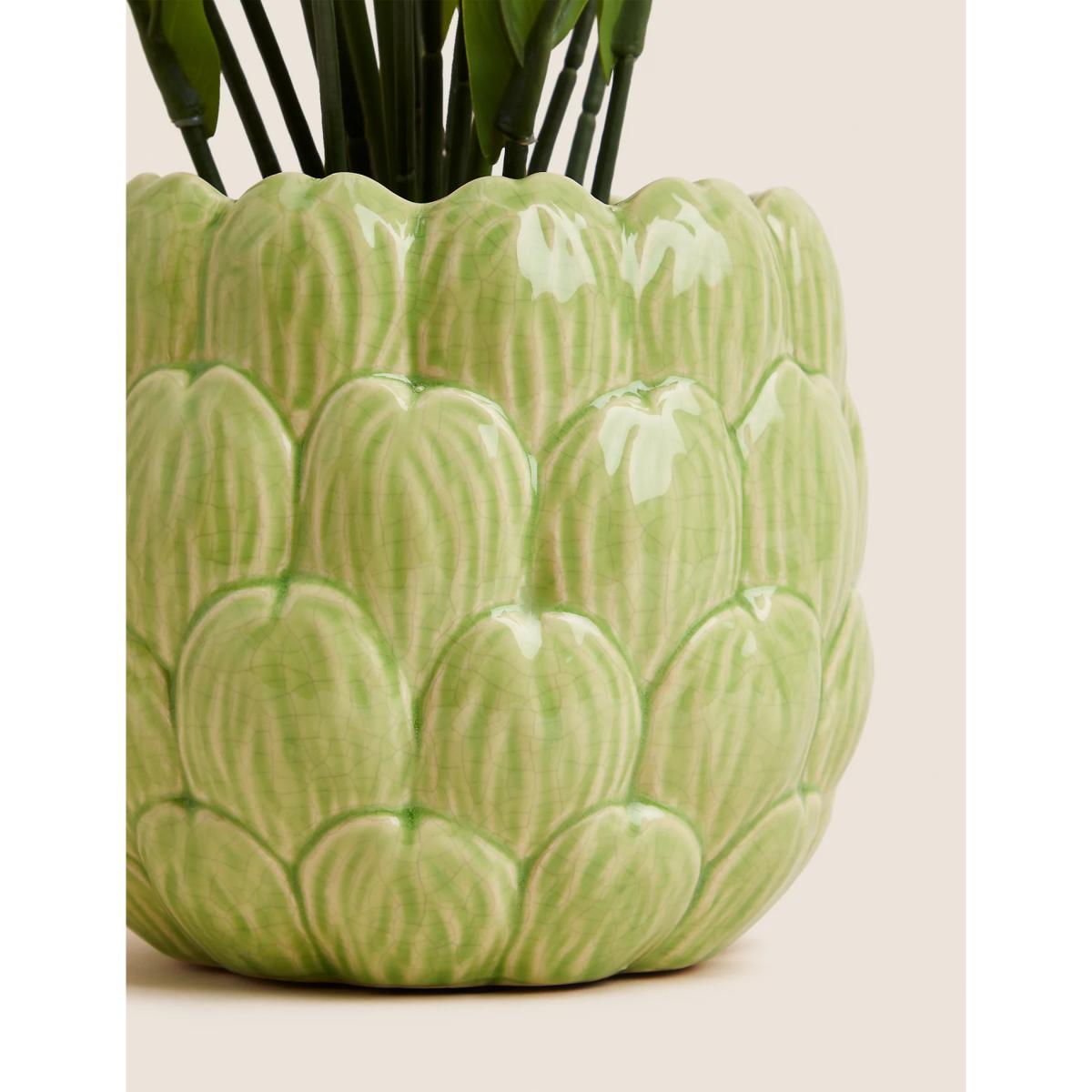 Moss & Sweetpea Artificial Peace Lily in Ceramic Pot - Green, Green – image 2