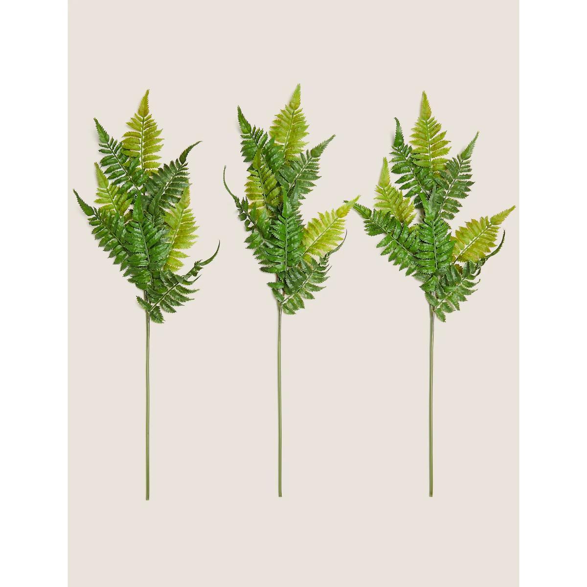 M&S Set of 3 Artificial Ferns Single Stems - Green, Green – image 1