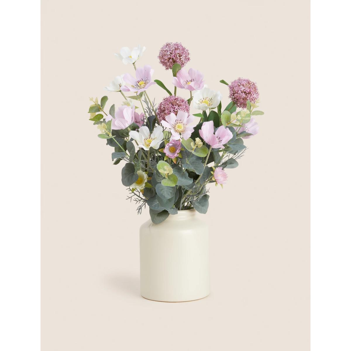 M&S Artificial Flower Arrangement in Ceramic Pot - Pink, Pink – image 3