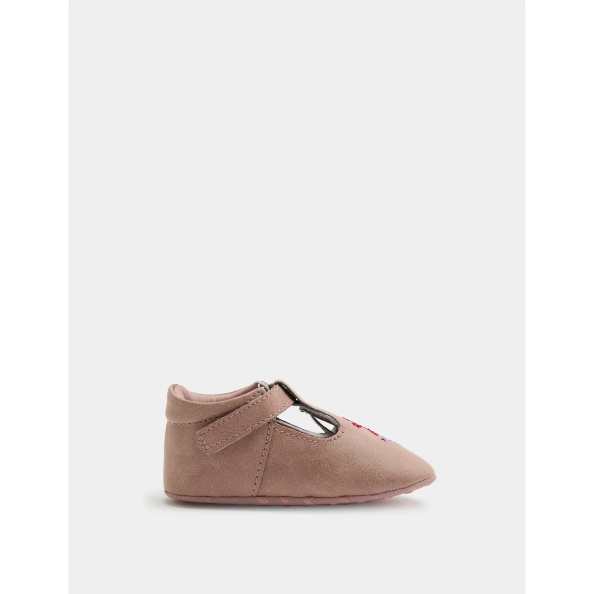 M&S Baby Embroidered Flower Ballet Pram Shoes (0-18 Mths) Pink – image 2