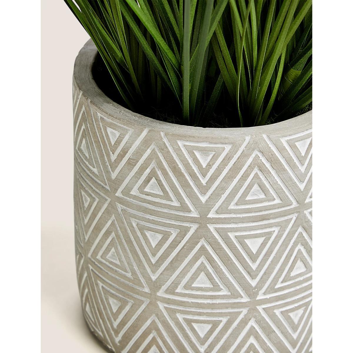 M&S Artificial Medium Grass in Geometric Pot - Green, Green – image 2