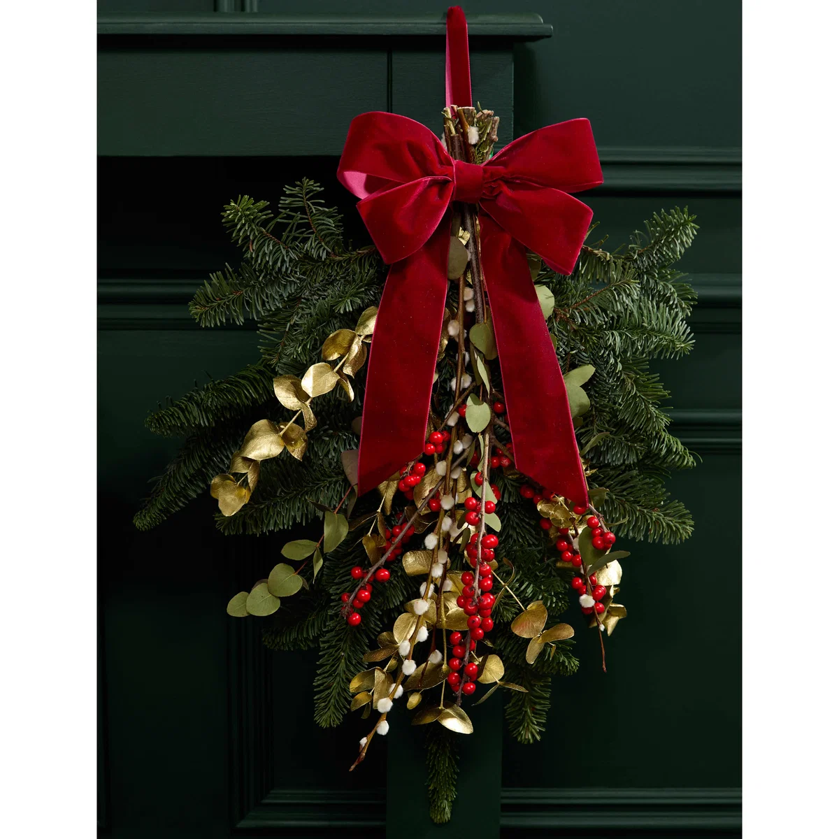 M&S Flower Market Festive Real Red Door Swag – image 5