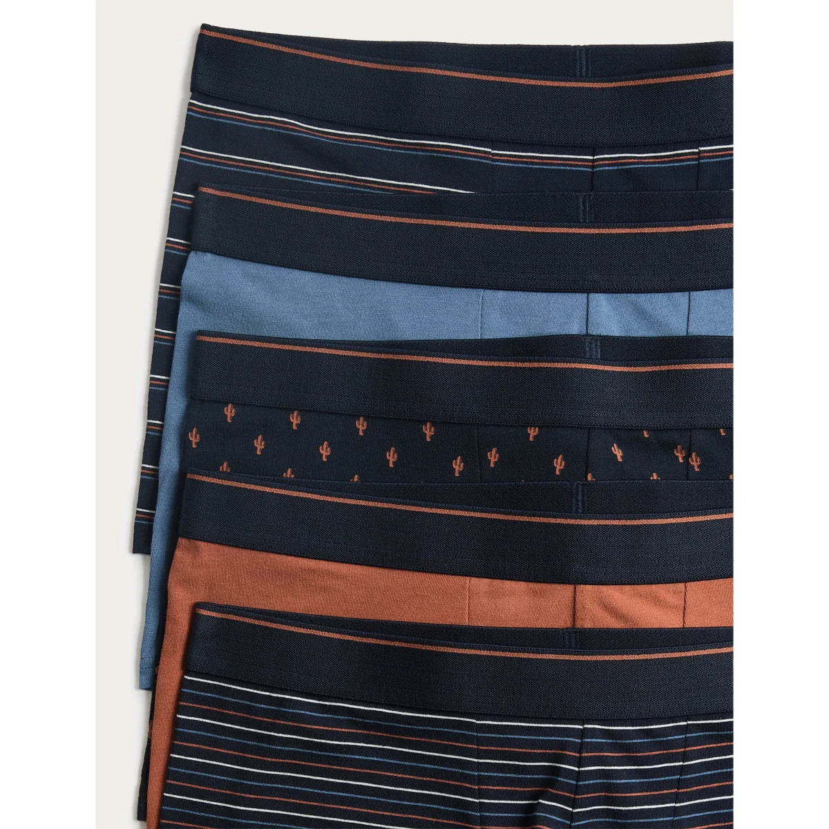 M&S 5 Pack Cotton Stretch Cactus Print Hipsters Navy Mix – image 2